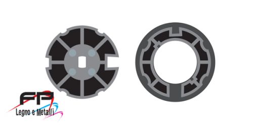 Corona e adattatore per rullo ogiva ø 70 per tenda da sole per motore ø 45